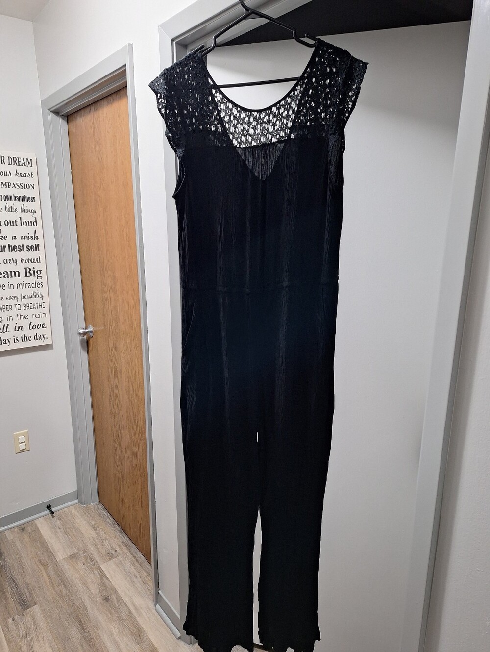 Reitmans Signature Black Crochet-Yoke One-Piece Jumpsuit Size XL